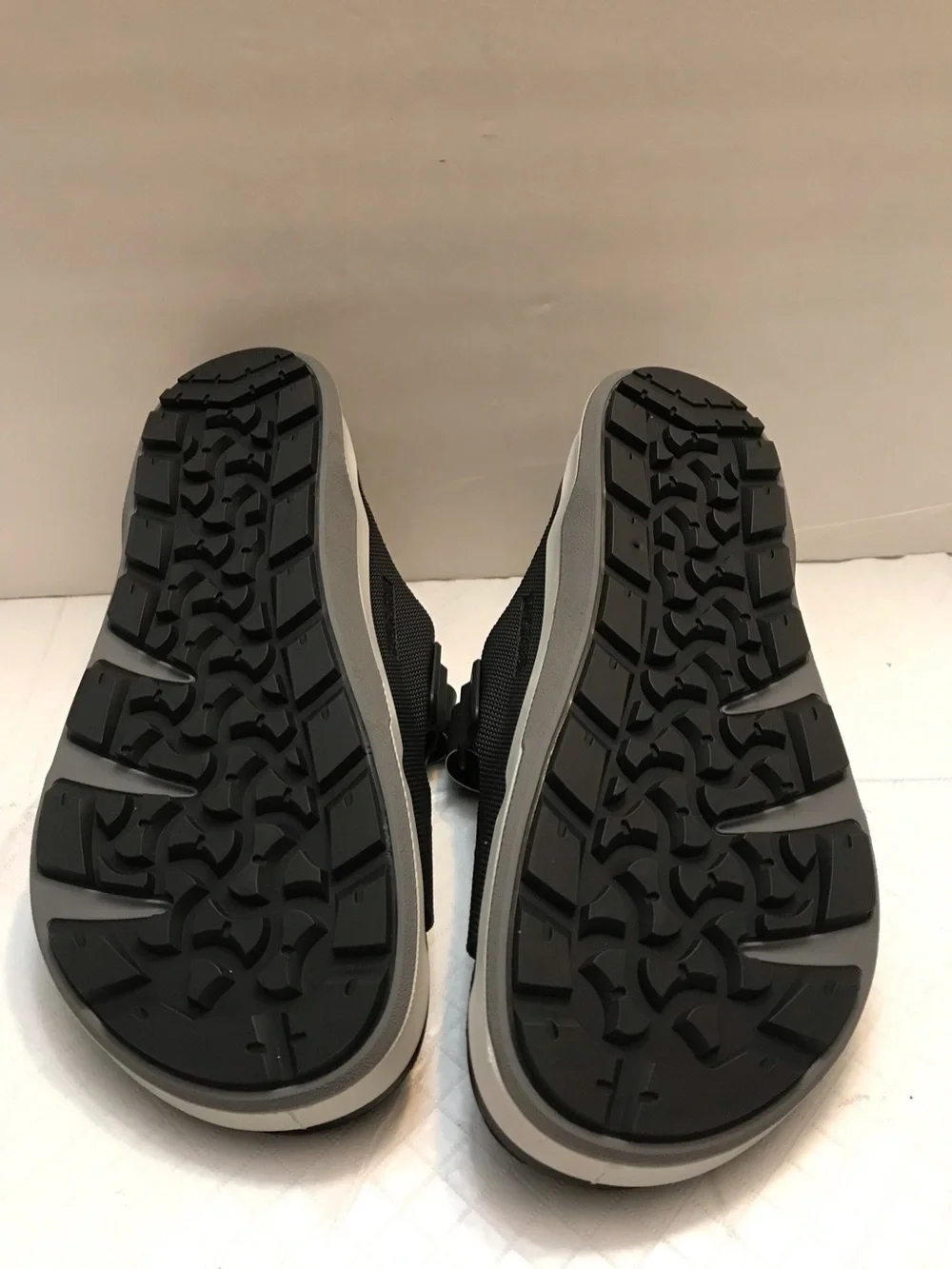 Birkenstock Light Blue and Black Dual-Strap Slides